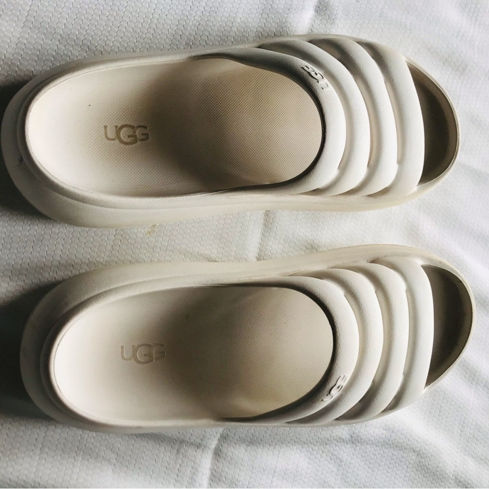 UGG White Slide Sandals - Picture 8 of 9
